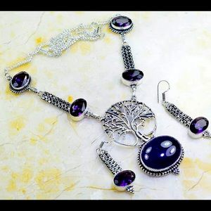 Amethyst Tree of Life Necklace& Earrings